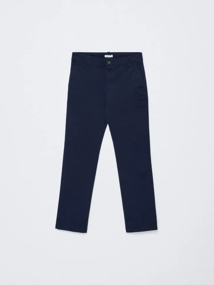 Прямые брюки из твила для мальчиков, синий, арт. 3360