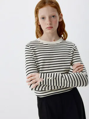 Вязаный джемпер в полоску для девочек, разноцветный, арт. 3370