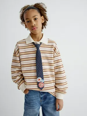 Поло Sela в полоску для девочек, арт. 33720