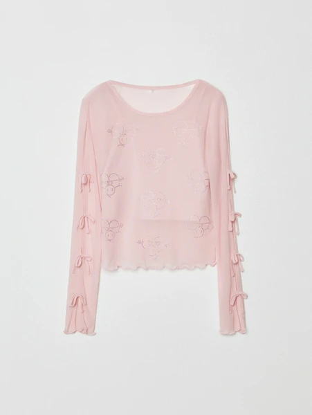 Детский лонгслив SELA x Смешарики с бантиками, розовый, арт. 33723