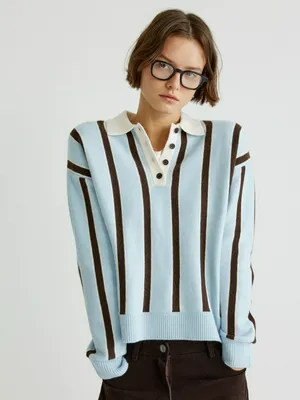 Джемпер-поло оверсайз Sela с шерстью и шелком, арт. 33763