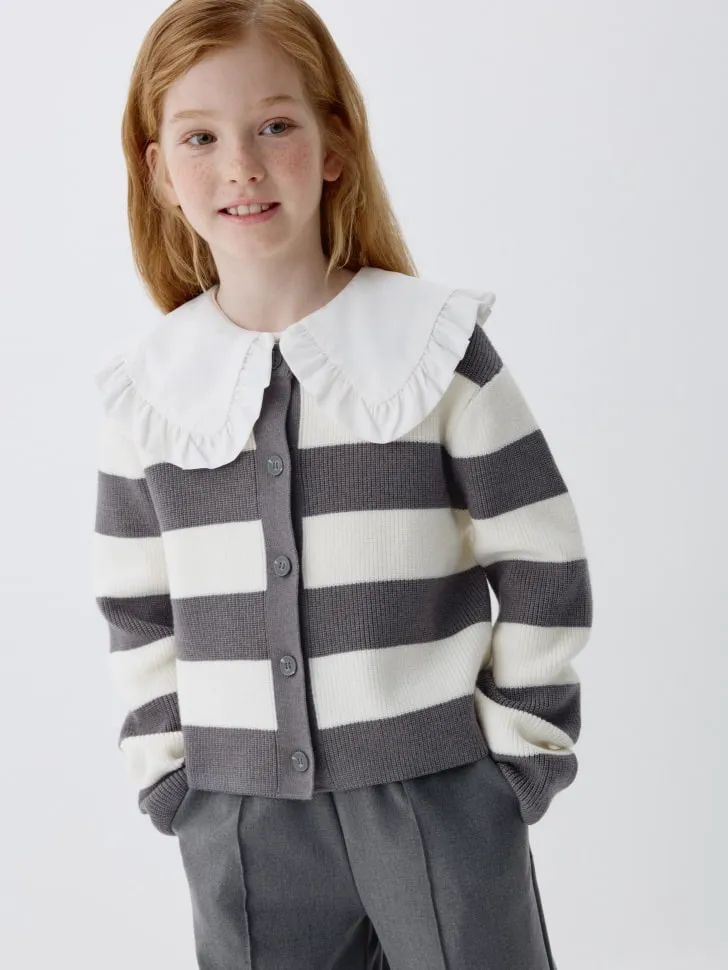 Вязаный кардиган в полоску для девочек, разноцветный, арт. 3377