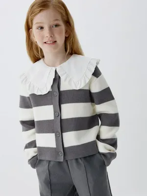 Вязаный кардиган в полоску для девочек, разноцветный, арт. 3377