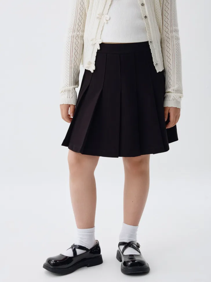 Юбка в складку для девочек, черный, арт. 3384