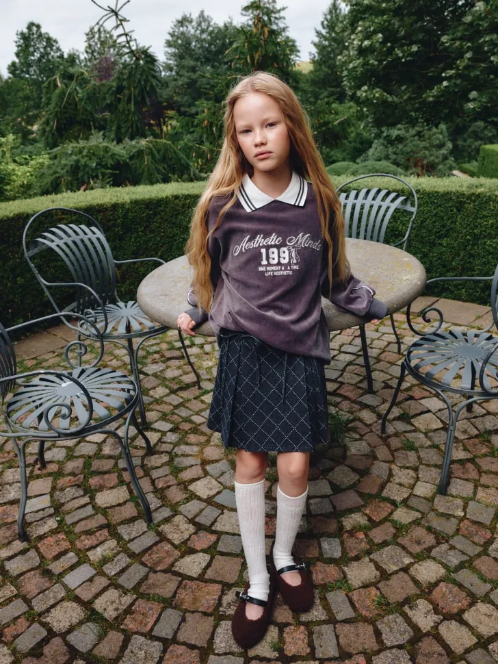 Джинсовая юбка в складку для девочек, синий, арт. 3389