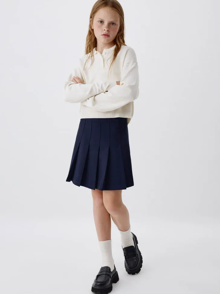 Юбка в складку для девочек, синий, арт. 3395