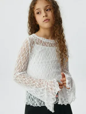 Лонгслив из кружева для девочек, арт. 3396