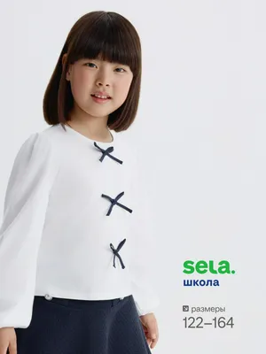 Трикотажная блузка с бантиками для девочек, арт. 3397