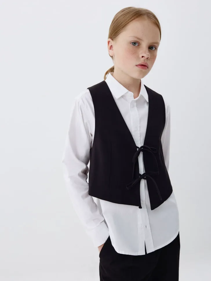 Жилет на завязках для девочек, черный, арт. 3401