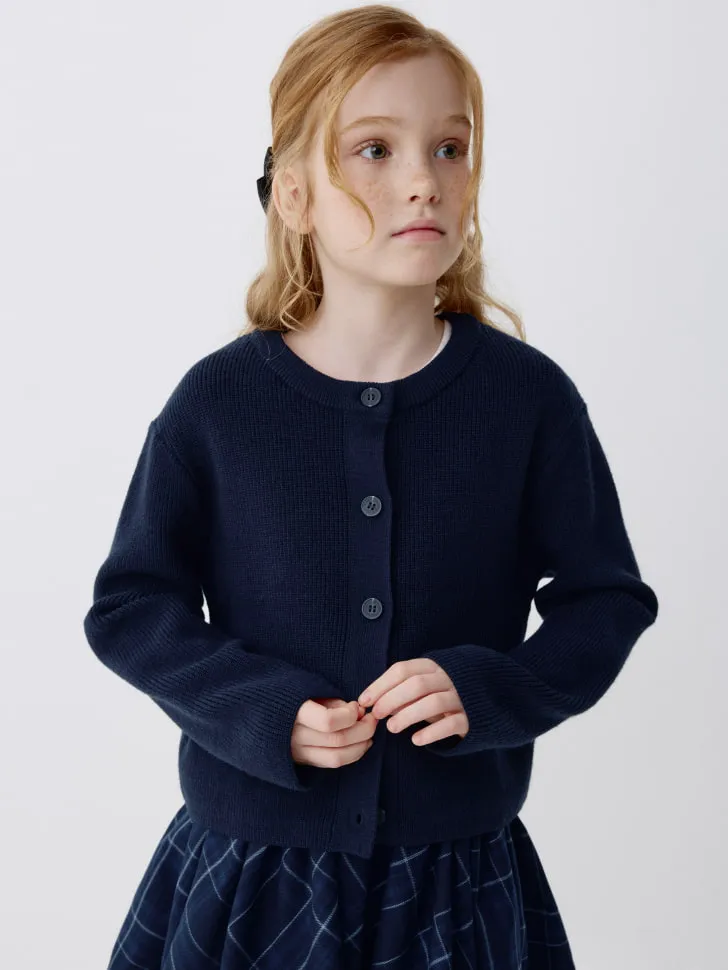 Вязаный кардиган для девочек, синий, арт. 3402