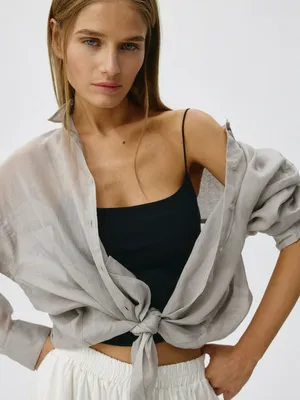 Топ на тонких бретелях SELA, черный, арт. 34022