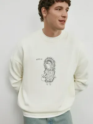 Вязаный джемпер SELA x Союзмультфильм, белый, арт. 34031