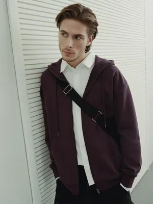 Мужская толстовка SELA на молнии, бордовый, арт. 34032