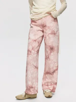 Джинсы Sela Loose straight с тай-дай эффектом, розовый, арт. 34035