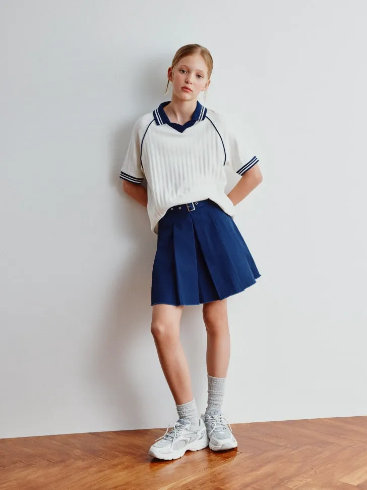 Твиловая мини юбка в складку для девочек, синий, арт. 3406