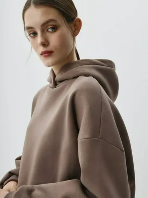 Худи SELA с капюшоном на кнопках, коричневый, арт. 34060