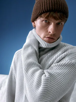 Мужской свитер оверсайз SELA из хлопка, серый, арт. 34069