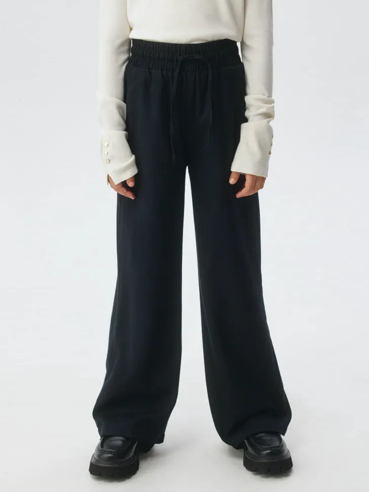 Широкие брюки на резинке для девочек, синий, арт. 3408