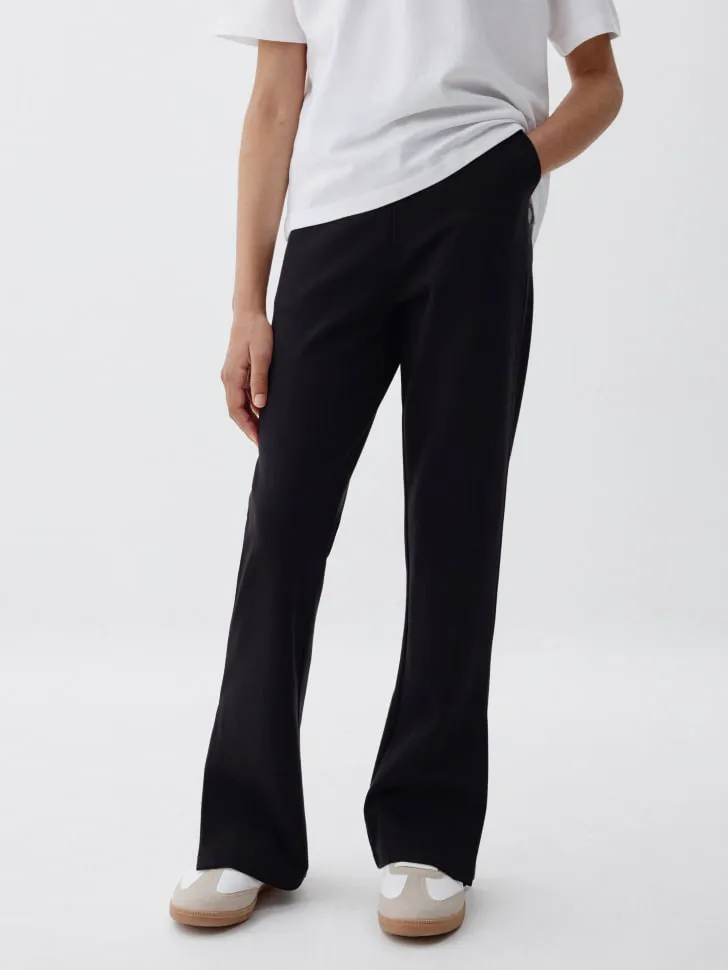 Трикотажные брюки с разрезами для девочек, черный, арт. 3411