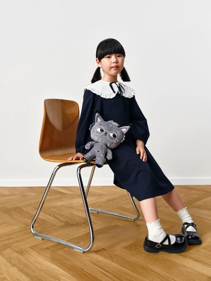 Школьное платье с нарядным воротником для девочек, синий, арт. 3412