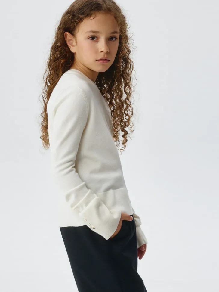 Вязаный джемпер для девочек, бежевый, арт. 3416