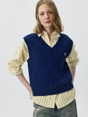 Вязаный жилет Sela с патчем, арт. 34177