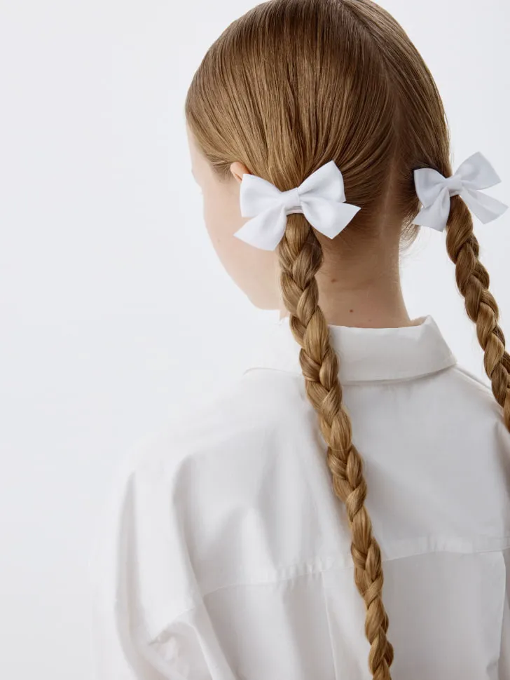 Набор из 2 резинок для волос с бантиками, белый, арт. 3420