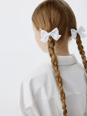 Набор из 2 резинок для волос с бантиками, белый, арт. 3420