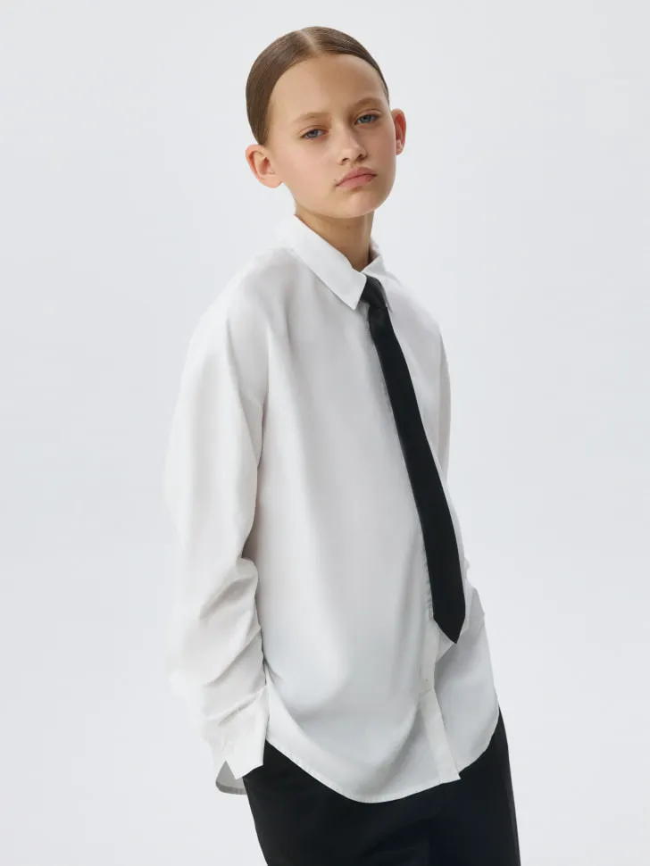 Школьная рубашка оверсайз для девочек, белый, арт. 3421