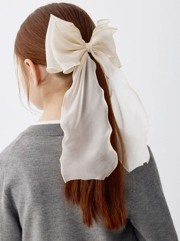 Заколка для волос с бантом для девочек, бежевый, арт. 3425