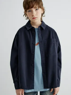 Хлопковая рубашка оверсайз для мальчиков, арт. 34299