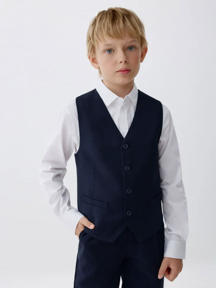 Классический костюмный жилет для мальчиков, синий, арт. 3432