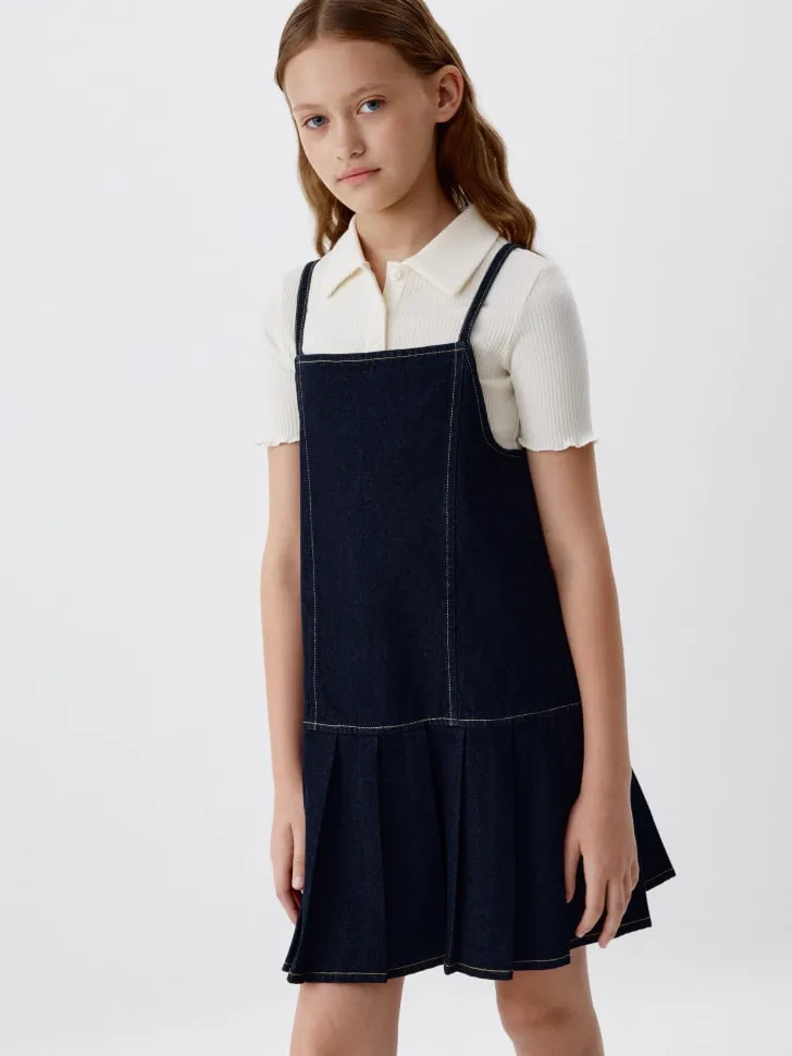 Джинсовый сарафан для девочек, синий, арт. 3433