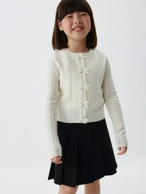 Кардиган с бантиками для девочек, белый, арт. 3437