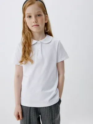 Трикотажная футболка с воротником для девочек, арт. 3438