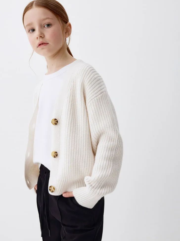 Базовый вязаный кардиган для девочек, белый, арт. 3443