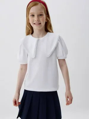 Трикотажная блузка с рукавами-фонариками для девочек, арт. 3446