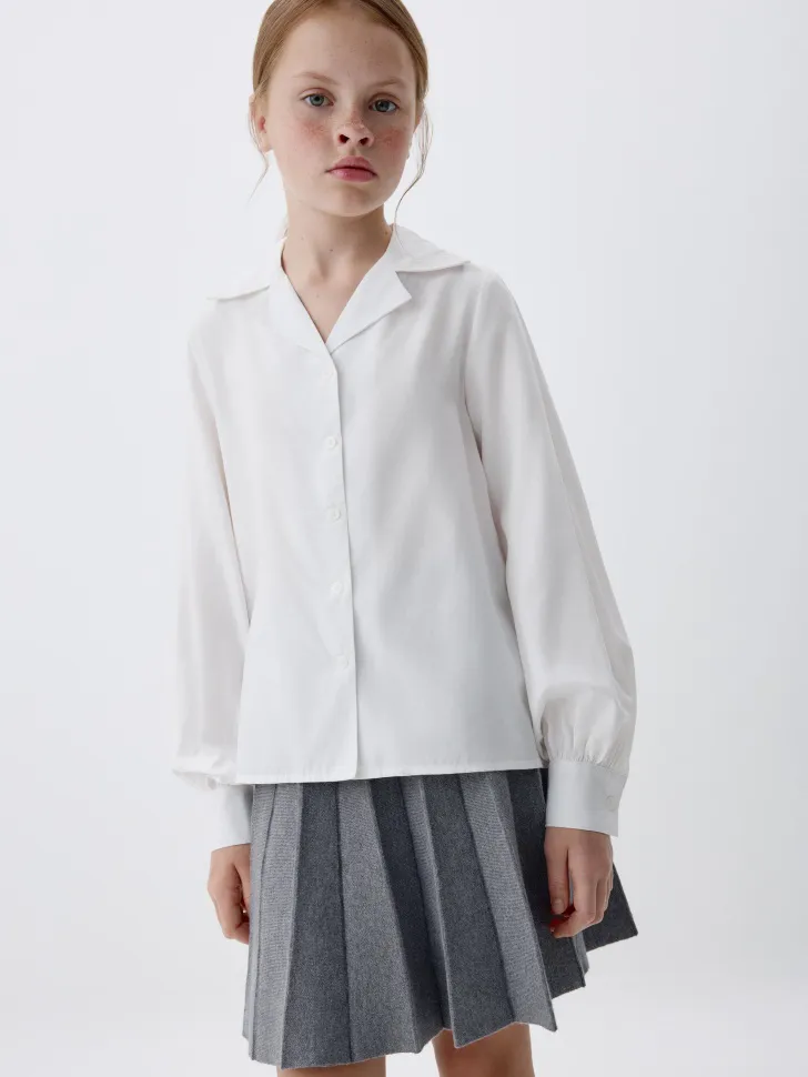 Блузка с английским воротником для девочек, белый, арт. 3453