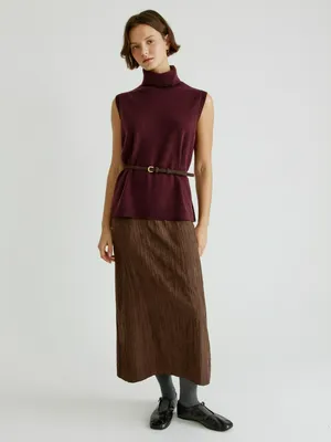 Юбка миди из жатой искусственной замши, арт. 34558