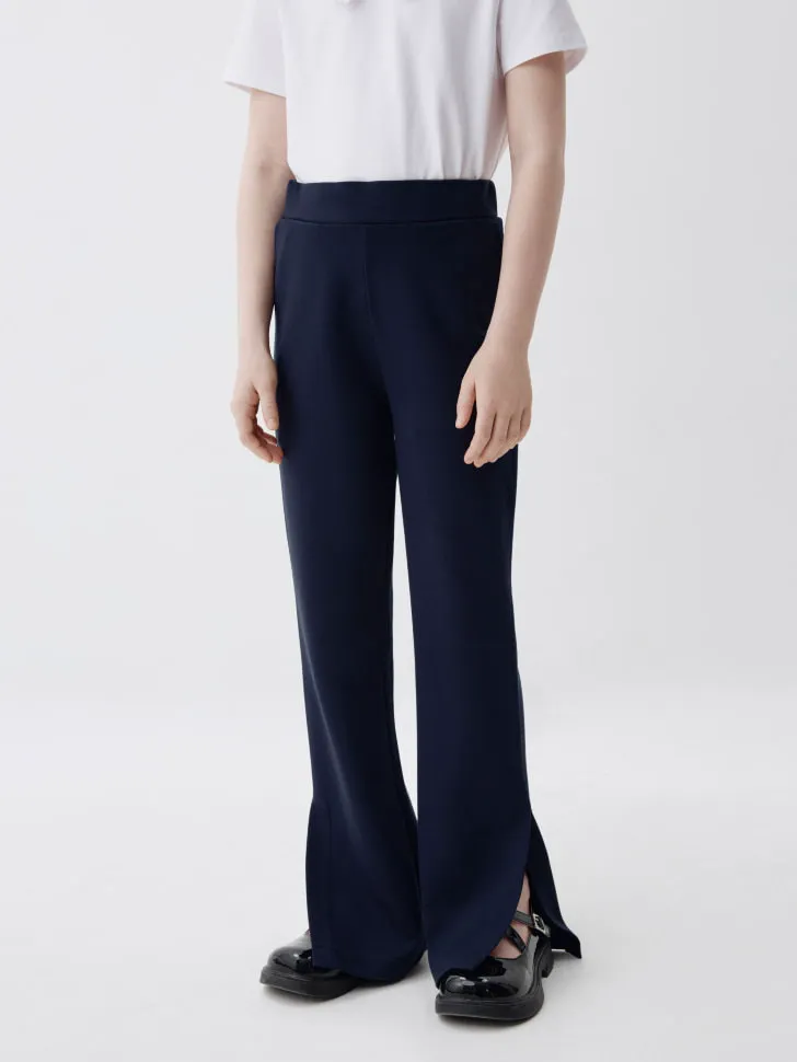 Трикотажные брюки с разрезами для девочек, синий, арт. 3456