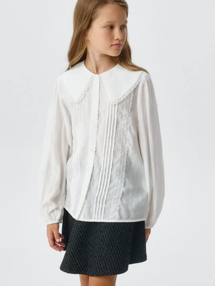 Школьная белая блузка для девочек, белый, арт. 3461