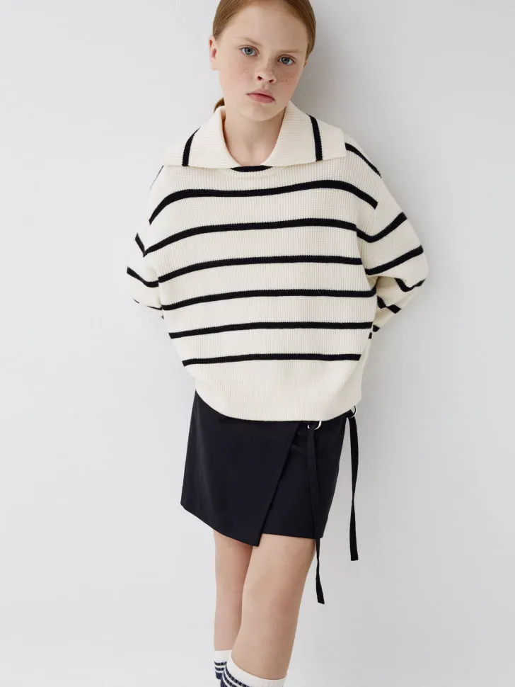 Джемпер в полоску с воротником для девочек, разноцветный, арт. 3462