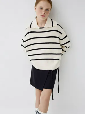Джемпер в полоску с воротником для девочек, разноцветный, арт. 3462