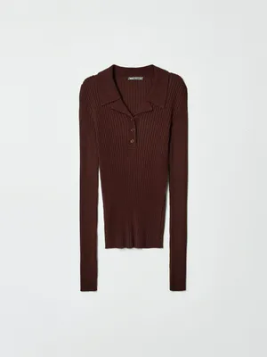 Джемпер-поло Sela в рубчик, арт. 34645