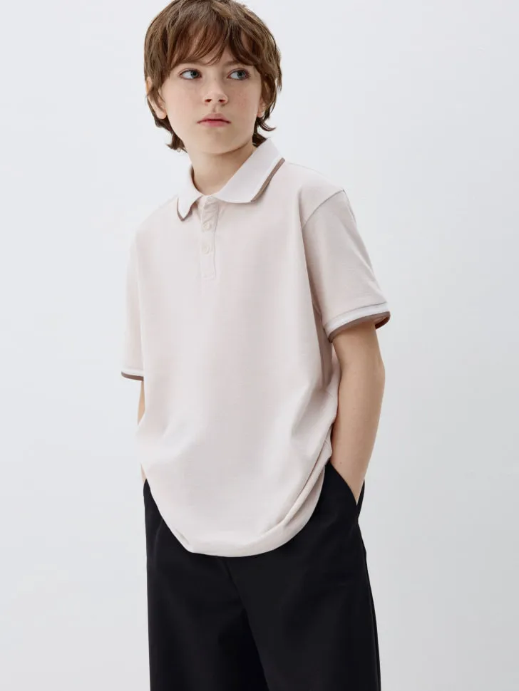 Поло с коротким рукавом для мальчиков, бежевый, арт. 3474