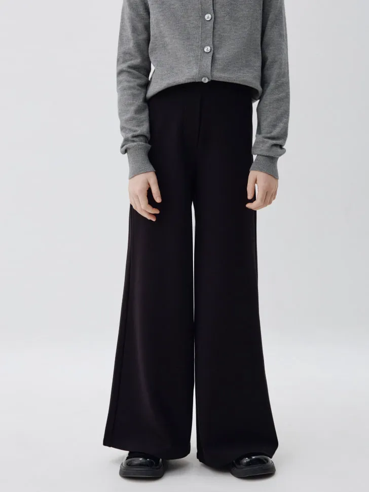 Широкие школьные брюки для девочек, черный, арт. 3476