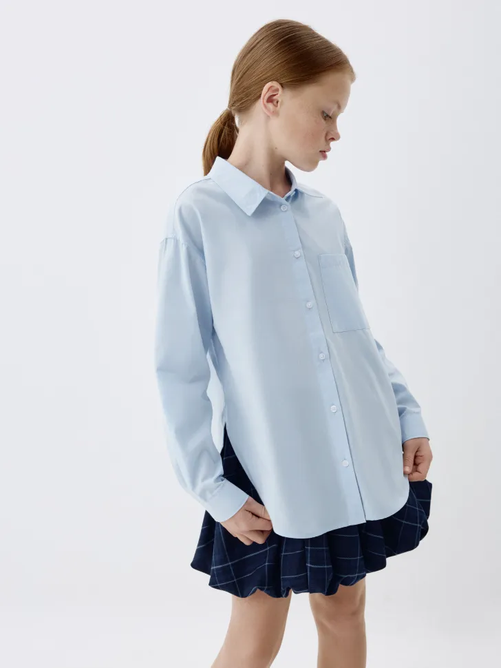 Удлиненная рубашка для девочек, голубой, арт. 3482