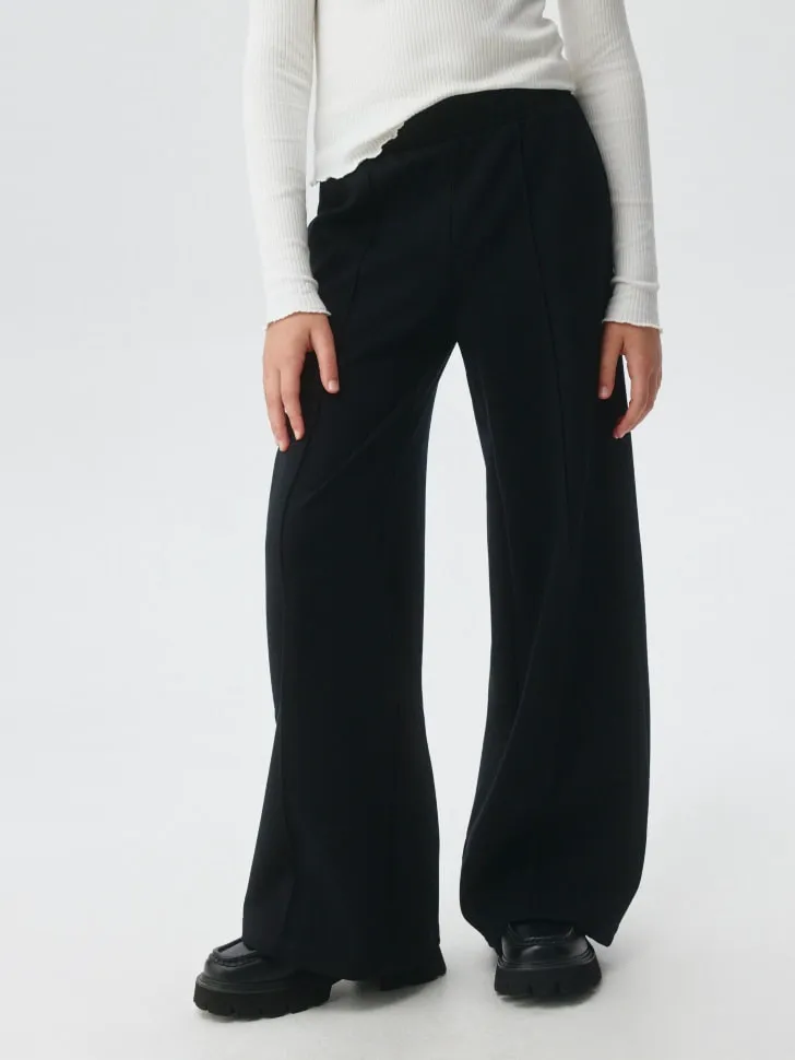 Широкие брюки на резинке для девочек, черный, арт. 3488