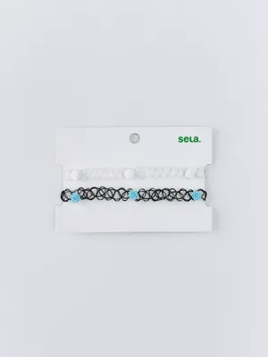 SELA Набор плетеных чокеров для девочек, арт. 35022