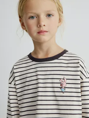 Лонгслив SELA x Союзмультфильм с вышивкой для девочек, арт. 35078